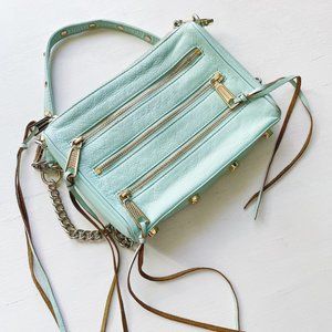 Rebecca Minkoff 'Tame Teal Moto 3-Zip Chain' Crossbody Handbag